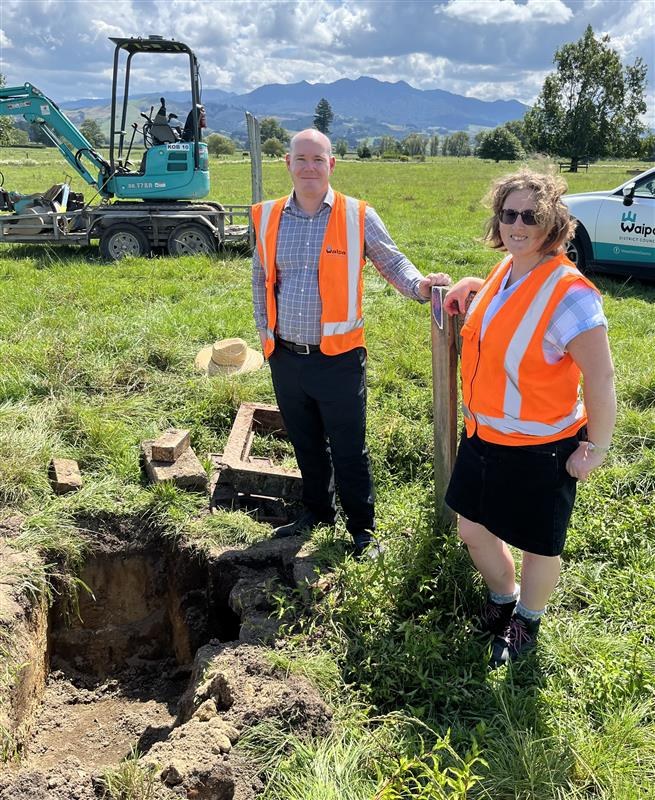 Karl Pavlovich, water services manager, and Charmian Stone, asset planning engineer, visiting one of the testing locations.