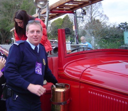 Karl Tutty, soon after he joined the Te Awamutu Volunteer Fire Brigade 25 years ago.