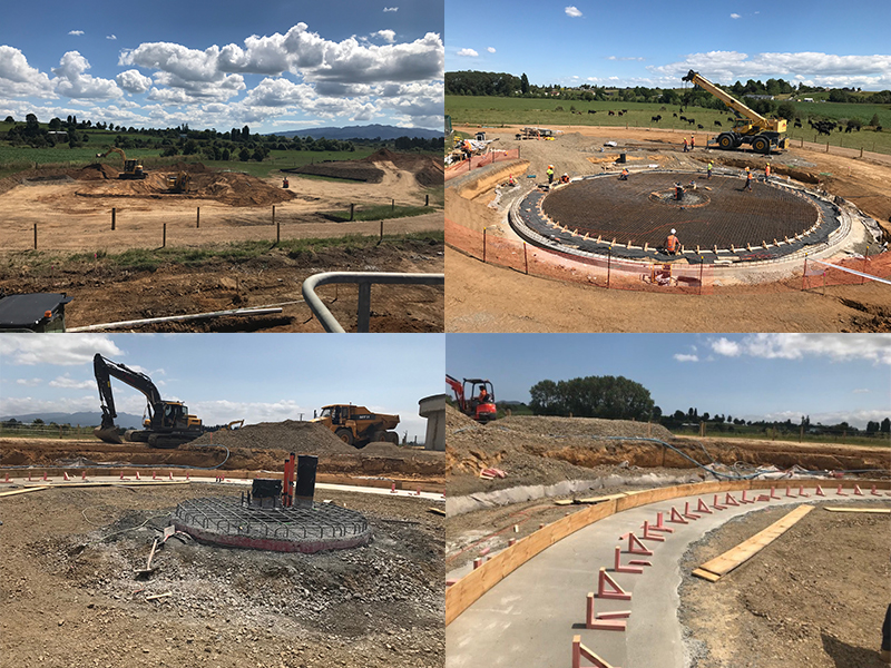 Te Awamutu Wastewater Treatment Plant progress - December 2019. Foundations for new clarifier foundations.