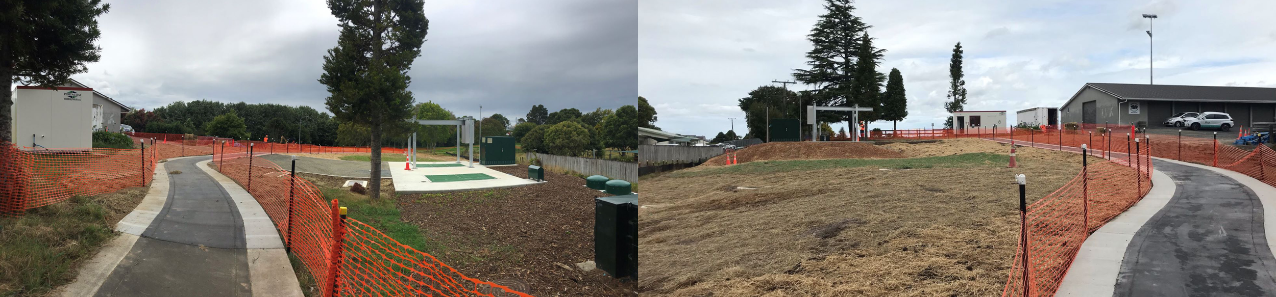Photos of the new Albert Park Pump Station and mulched area that will be grassed in autumn.