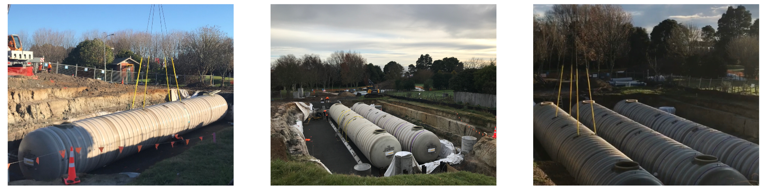 Underground storage tank installation at Albert Park Pump Station, Te Awamutu for the Waikeria pipeline infrastructure project