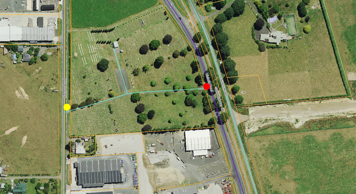 map view of the works at Hautapu cemetery 