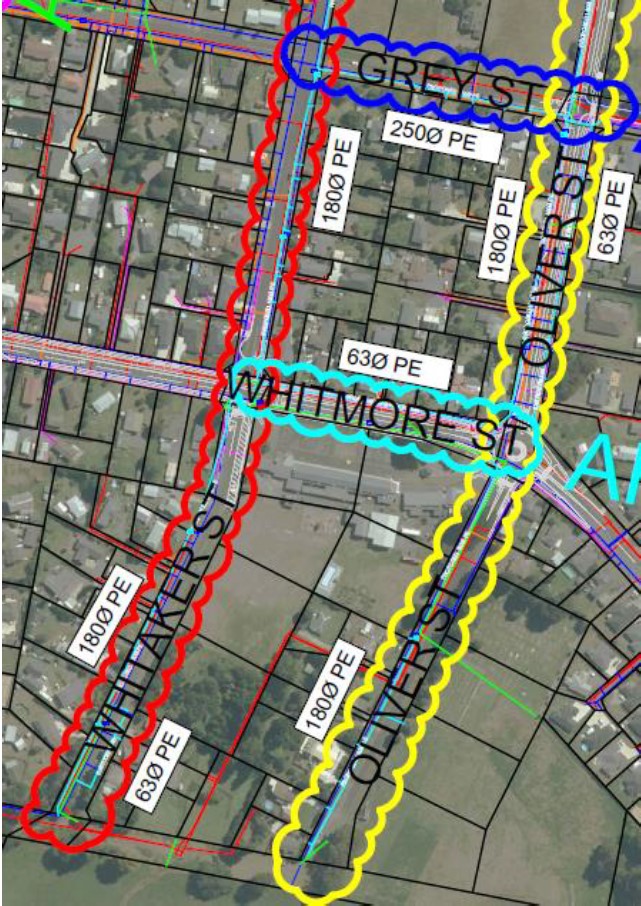 map of the affected streets 